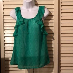 Green and White Polka Dot Sleeveless Blouse
